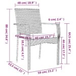 Chaises de jardin avec coussins lot de 2 Résine tressée Gris – Image 7