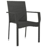 Chaises de jardin lot de 4 avec coussins Résine tressée Noir – Image 2