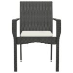 Chaises de jardin lot de 4 avec coussins Résine tressée Noir – Image 3