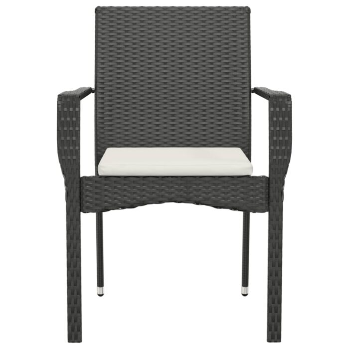 Chaises de jardin lot de 4 avec coussins Résine tressée Noir – Image 3