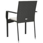 Chaises de jardin lot de 4 avec coussins Résine tressée Noir – Image 5