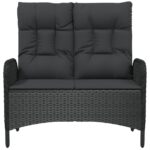 Banc de jardin inclinable avec coussins 107 cm Poly rotin Noir – Image 2