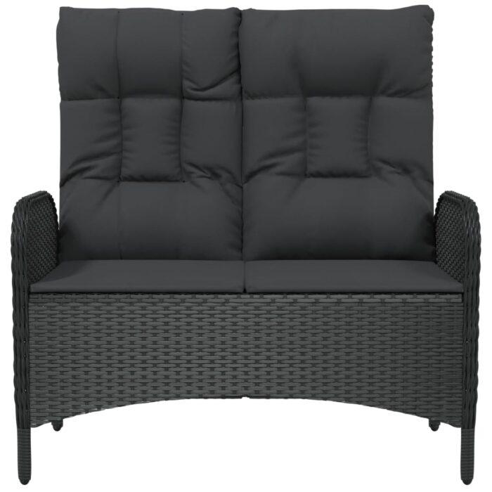 Banc de jardin inclinable avec coussins 107 cm Poly rotin Noir – Image 2