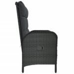 Banc de jardin inclinable avec coussins 107 cm Poly rotin Noir – Image 3
