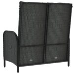 Banc de jardin inclinable avec coussins 107 cm Poly rotin Noir – Image 4