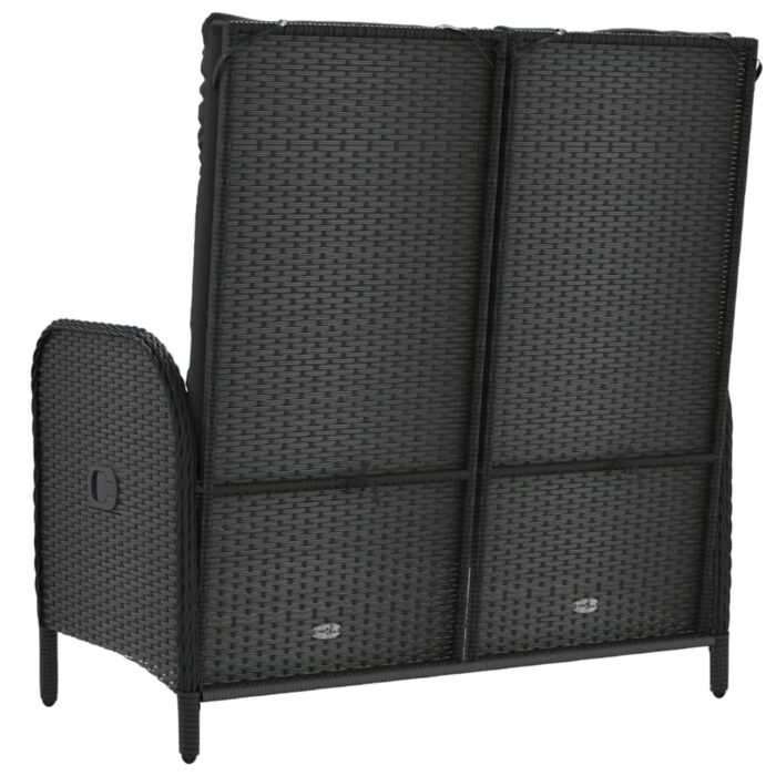 Banc de jardin inclinable avec coussins 107 cm Poly rotin Noir – Image 4