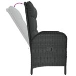Banc de jardin inclinable avec coussins 107 cm Poly rotin Noir – Image 5