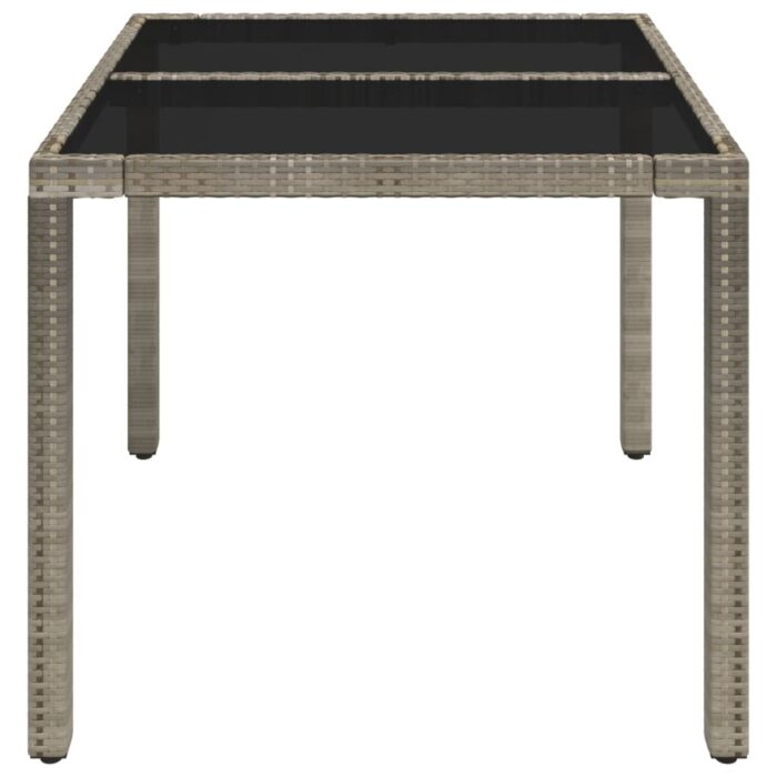 Table de jardin dessus en verre Gris 90x90x75 cm Résine tressée – Image 2