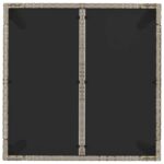 Table de jardin dessus en verre Gris 90x90x75 cm Résine tressée – Image 3