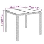 Table de jardin dessus en verre Gris 90x90x75 cm Résine tressée – Image 5