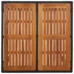 Table de jardin dessus en bois Noir 90x90x75 cm Résine tressée – Image 3