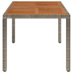 Table de jardin dessus en bois Gris 90x90x75 cm Résine tressée – Image 2