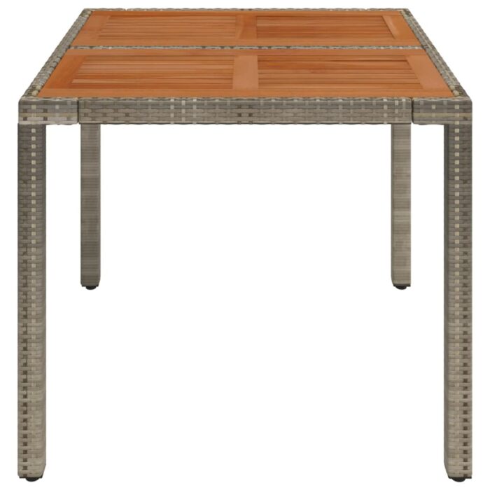 Table de jardin dessus en bois Gris 90x90x75 cm Résine tressée – Image 2
