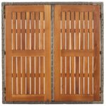 Table de jardin dessus en bois Gris 90x90x75 cm Résine tressée – Image 3