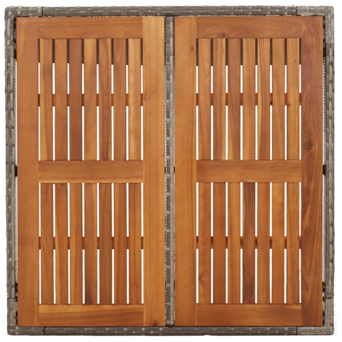 Table de jardin dessus en bois Gris 90x90x75 cm Résine tressée – Image 3