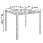 Table de jardin dessus en bois Gris 90x90x75 cm Résine tressée – Image 4