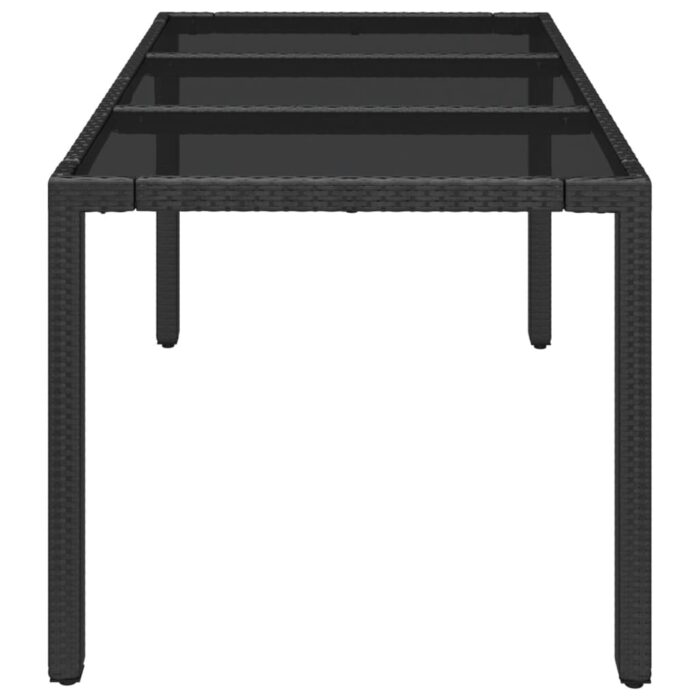 Table de jardin dessus en verre Noir 150x90x75cm Résine tressée – Image 2