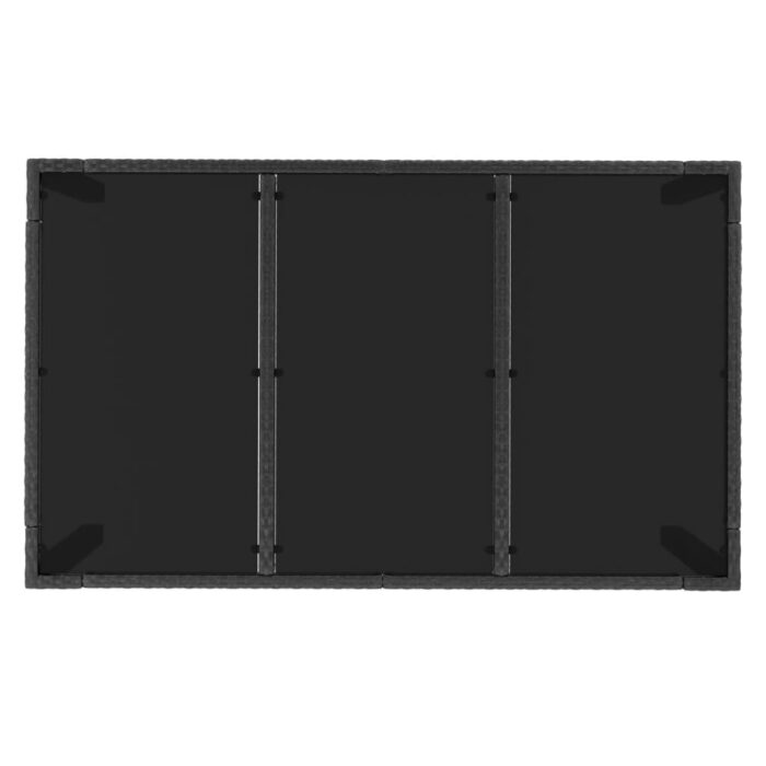 Table de jardin dessus en verre Noir 150x90x75cm Résine tressée – Image 3