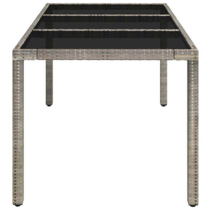 Table de jardin dessus en verre Gris 150x90x75cm Résine tressée – Image 2