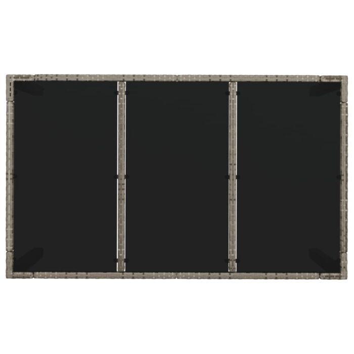 Table de jardin dessus en verre Gris 150x90x75cm Résine tressée – Image 3