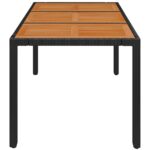 Table de jardin dessus en bois Noir 150x90x75 cm Résine tressée – Image 2