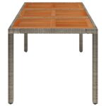 Table de jardin dessus en bois Gris 150x90x75 cm Résine tressée – Image 2