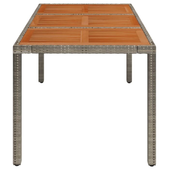 Table de jardin dessus en bois Gris 150x90x75 cm Résine tressée – Image 2