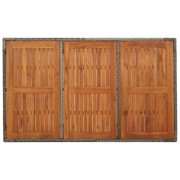 Table de jardin dessus en bois Gris 150x90x75 cm Résine tressée – Image 3
