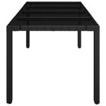 Table de jardin dessus en verre Noir 190x90x75cm Résine tressée – Image 2