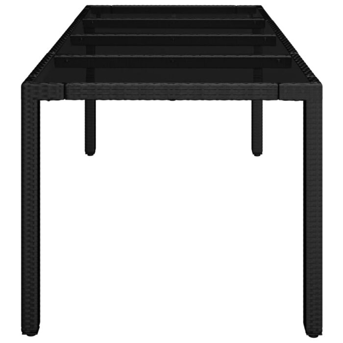 Table de jardin dessus en verre Noir 190x90x75cm Résine tressée – Image 2