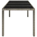 Table de jardin dessus en verre Gris 190x90x75cm Résine tressée – Image 2