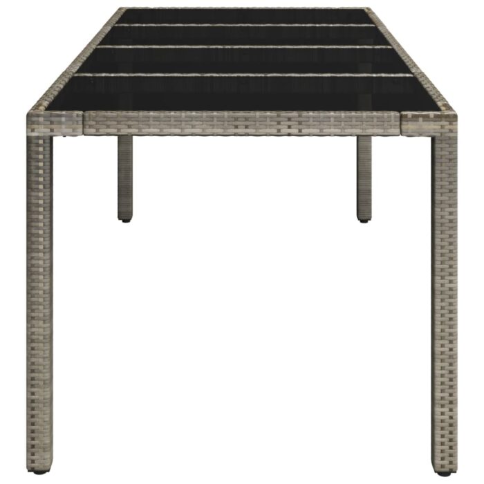 Table de jardin dessus en verre Gris 190x90x75cm Résine tressée – Image 2