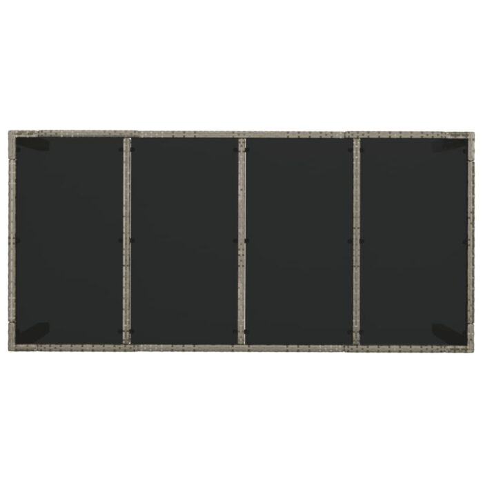 Table de jardin dessus en verre Gris 190x90x75cm Résine tressée – Image 3