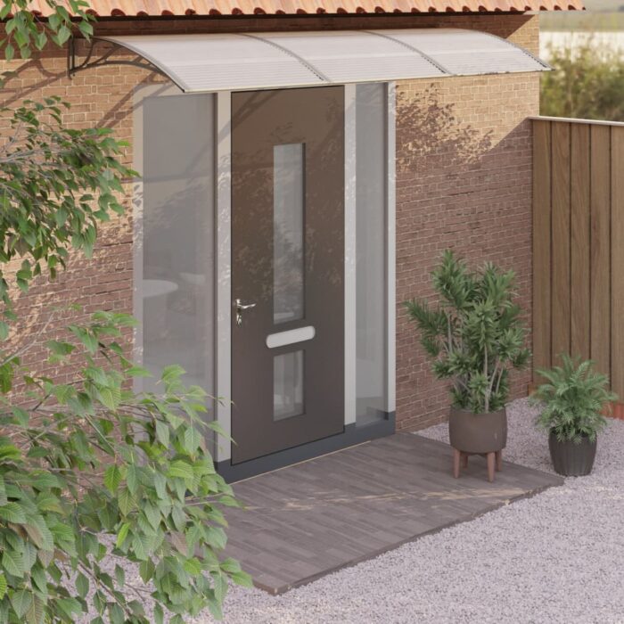 Auvent de porte Gris 300x100 cm Polycarbonate – Image 1