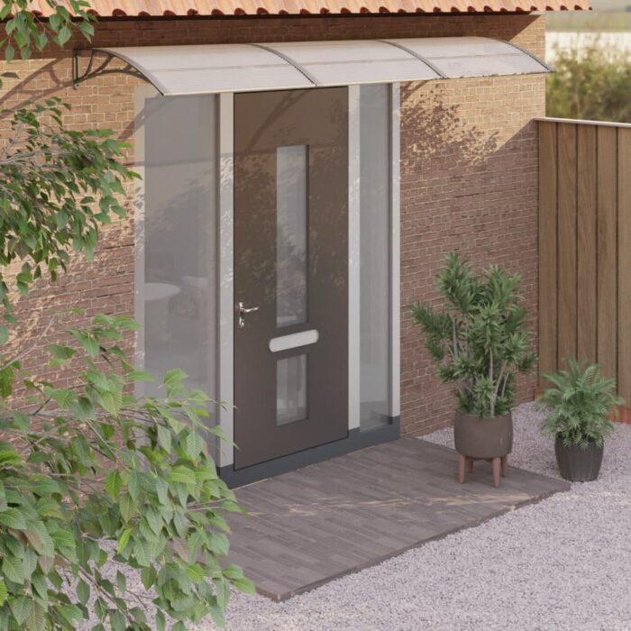 Auvent de porte Gris 300x75 cm Polycarbonate – Image 1