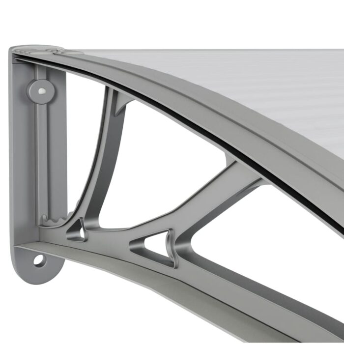 Auvent de porte Gris et transparent 100x75 cm Polycarbonate – Image 3