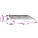 Auvent de porte Gris et transparent 100x75 cm Polycarbonate – Image 5