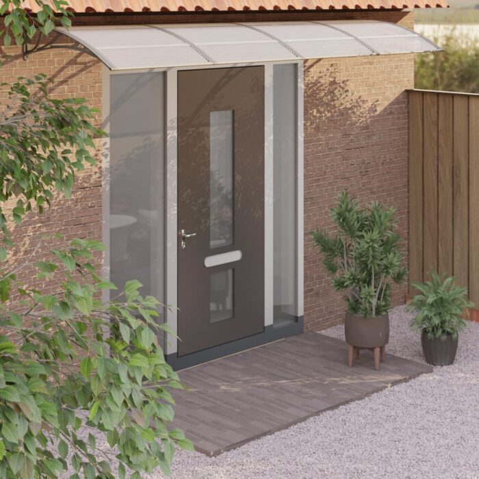 Auvent de porte Gris 350x100 cm Polycarbonate – Image 1