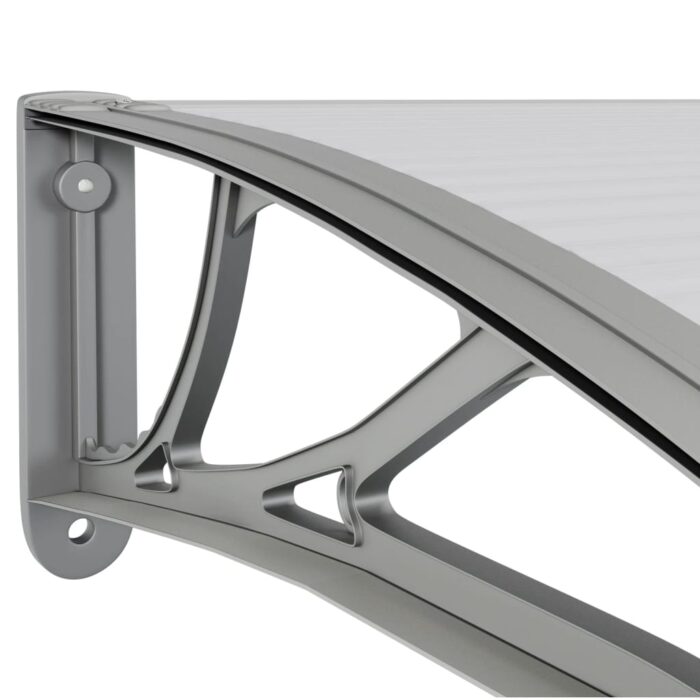 Auvent de porte Gris 400x100 cm Polycarbonate – Image 3