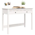Bureau avec tiroirs Blanc 100x50x78 cm Bois massif de pin – Image 2