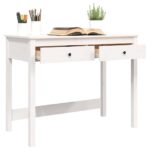 Bureau avec tiroirs Blanc 100x50x78 cm Bois massif de pin – Image 3