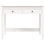 Bureau avec tiroirs Blanc 100x50x78 cm Bois massif de pin – Image 4