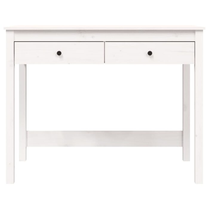 Bureau avec tiroirs Blanc 100x50x78 cm Bois massif de pin – Image 4