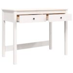 Bureau avec tiroirs Blanc 100x50x78 cm Bois massif de pin – Image 5
