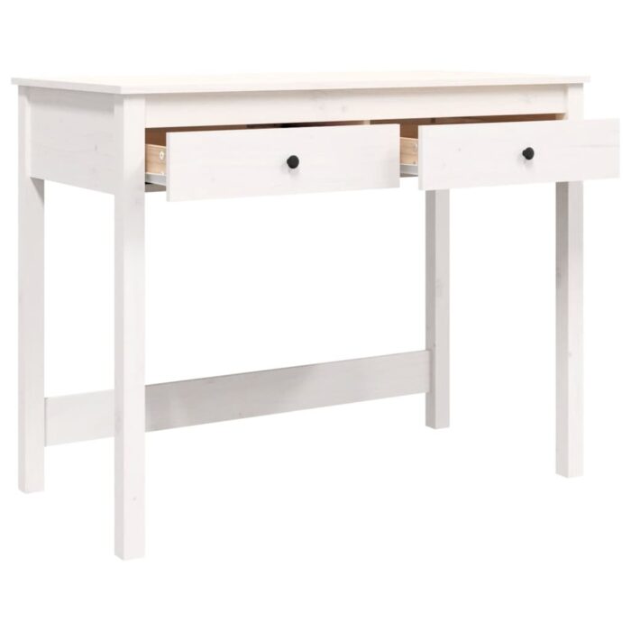 Bureau avec tiroirs Blanc 100x50x78 cm Bois massif de pin – Image 5