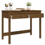 Bureau avec tiroirs Marron miel 100x50x78 cm Bois massif de pin – Image 3