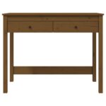 Bureau avec tiroirs Marron miel 100x50x78 cm Bois massif de pin – Image 4