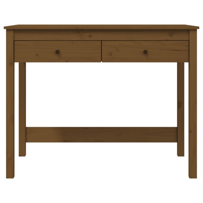 Bureau avec tiroirs Marron miel 100x50x78 cm Bois massif de pin – Image 4