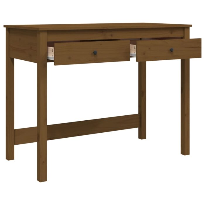 Bureau avec tiroirs Marron miel 100x50x78 cm Bois massif de pin – Image 5