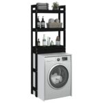 Étagère de toilette Noir 63x26x171 cm Bois de pin massif – Image 3
